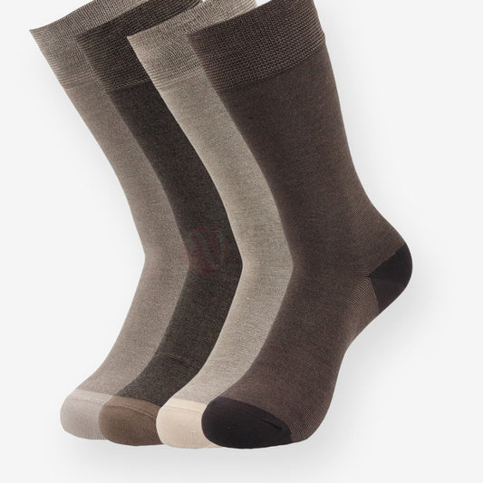 LEADER Lot 4 Chaussettes en Viscose Pack 4 Marron/Beige / 39 45 PACK