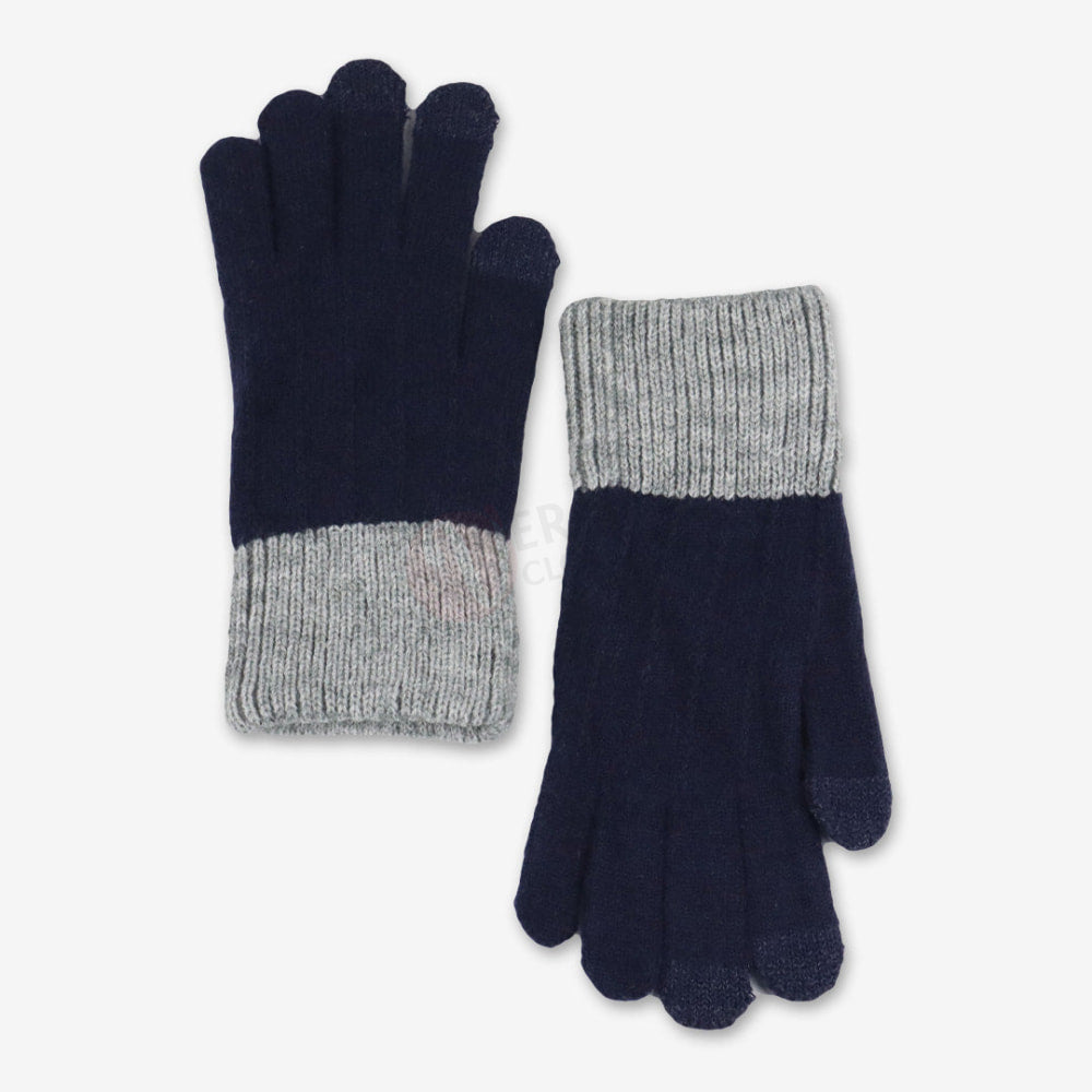 Gants d’Hiver Ligné Bleu foncé Gant