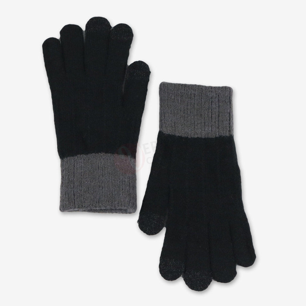 Gants d’Hiver Ligné Noir Gant