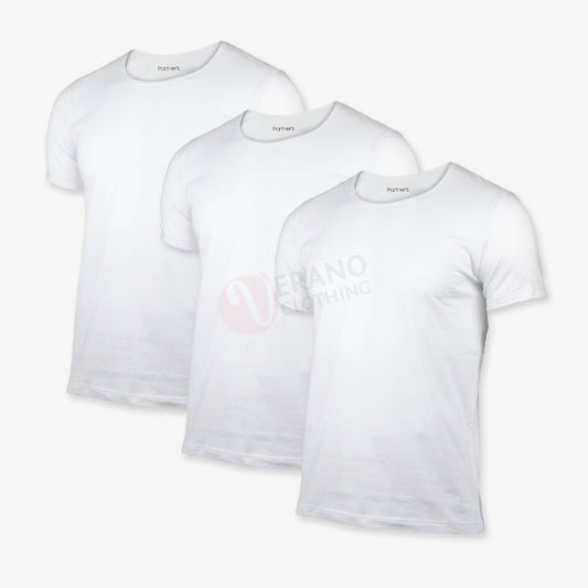 PARTNERS Lot 3 T-shirts Blanc 100% Coton