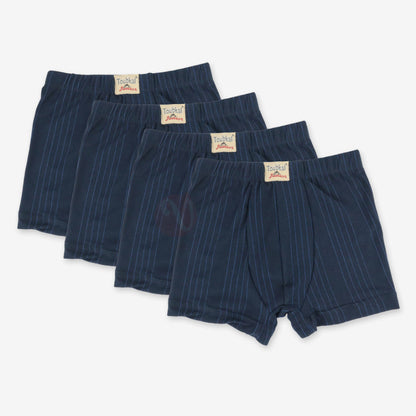 Toubkal Lot 4 Boxers Ligné Coton Junior Bleu Foncé / 3-4 Ans Pack