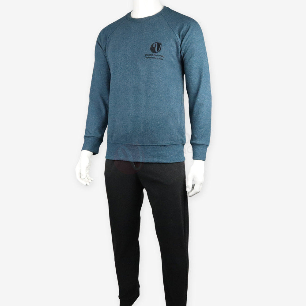 VERANO Pyjama Coton Automne-Hiver Bleu canard / L Pyjama